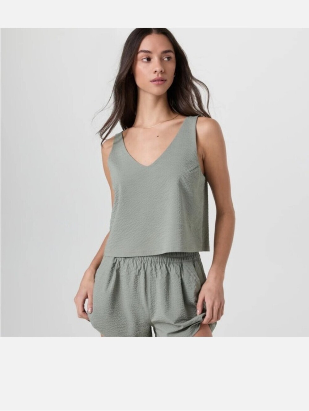 Nwt Vuori Sl Villa Textured Crop Tank Sz M Laurel (#24)